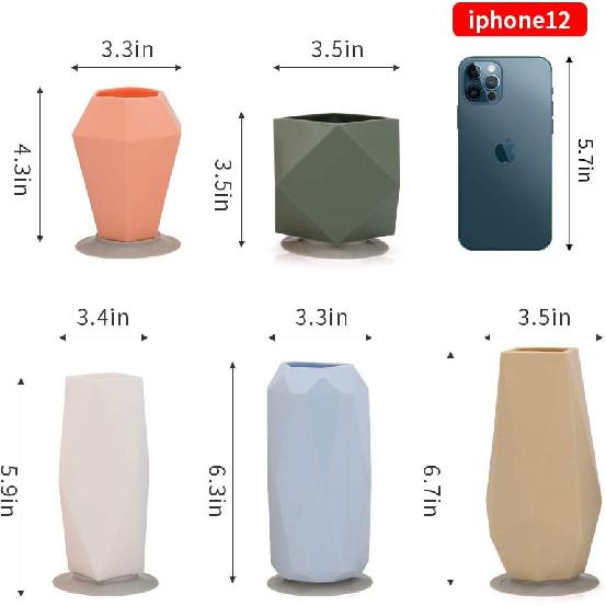 Geometric Silicone Flower Vase Set for Children Flower Arrangement, Modern Decorative Flower Vase for Home Decor, Living Room, Table, Office,