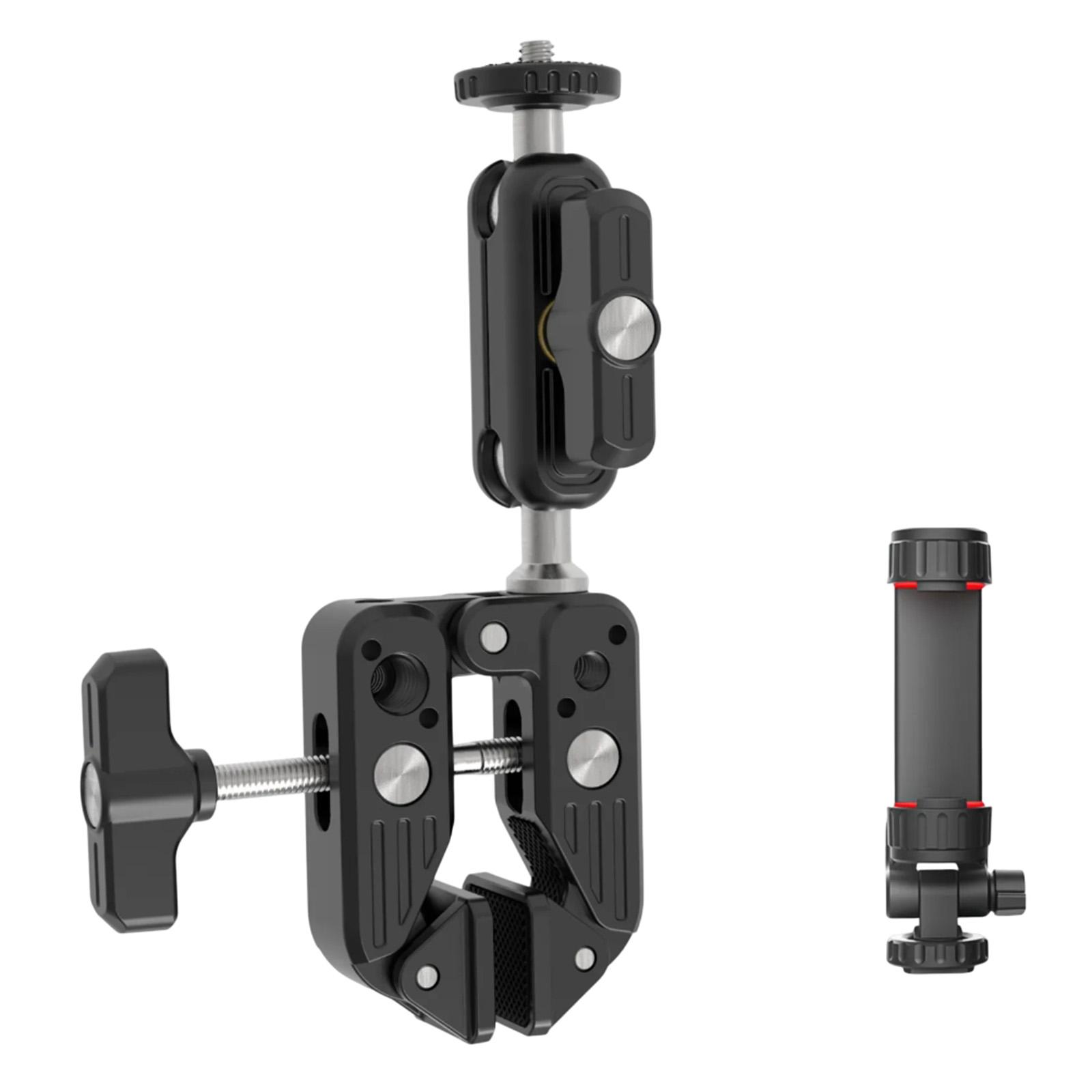 

JMARY MS-90 Super Clamp for Action Cameras with Phone/Camera Clamp Mount Magic Arm Double Ball Head Adapter A