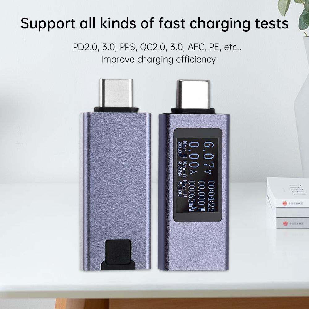 DC4-30V Voltmeter Amperemeter Type-C Tester Digital Display Strøm Spenningstester Effekt Elektrisk Energi Kapasitet Timing 6-i-1 Tester