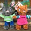 Kids Cartoon Plush Toy Set Rabbit Mouse Pig Frog Stuffed Animals Educational Soft Dolls Christmas Birthday Gifts