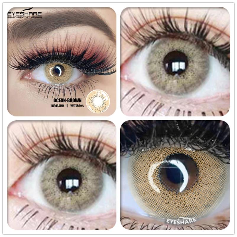 Eyeshare 1 Paar Farblinsen, Ozeanfarben, Kontaktlinsen, schöne Pupillen-Make-up-Kontaktlinsen, Jahresgebrauch, kosmetische Schönheits-Augenlinsen