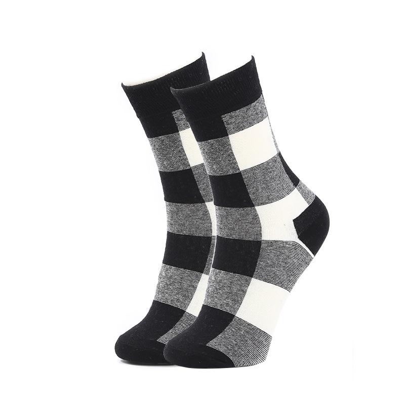 49 Patterns Fashion Business Men 100% Cotton Happy Lattice Socks Unisex Boys Combed Hip Hop Street Skateboard Funny High Sox Set