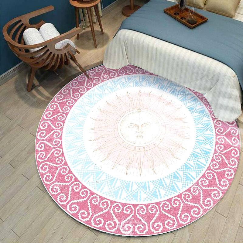 Ethnic Style Circular Living Room Carpet Nordic Bedroom Bedside Mat Dressing Table Computer Chair Floor Mat