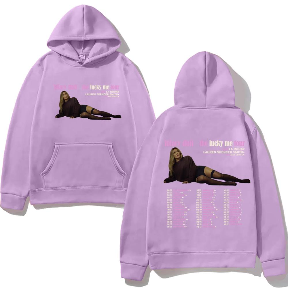 Hilary Duff  Hoodie The Lucky Me Tour for 2026 Hip Hop Graphic Printing Hoody Fashion Classic Soft Punk Hooded Pullovers Fleece