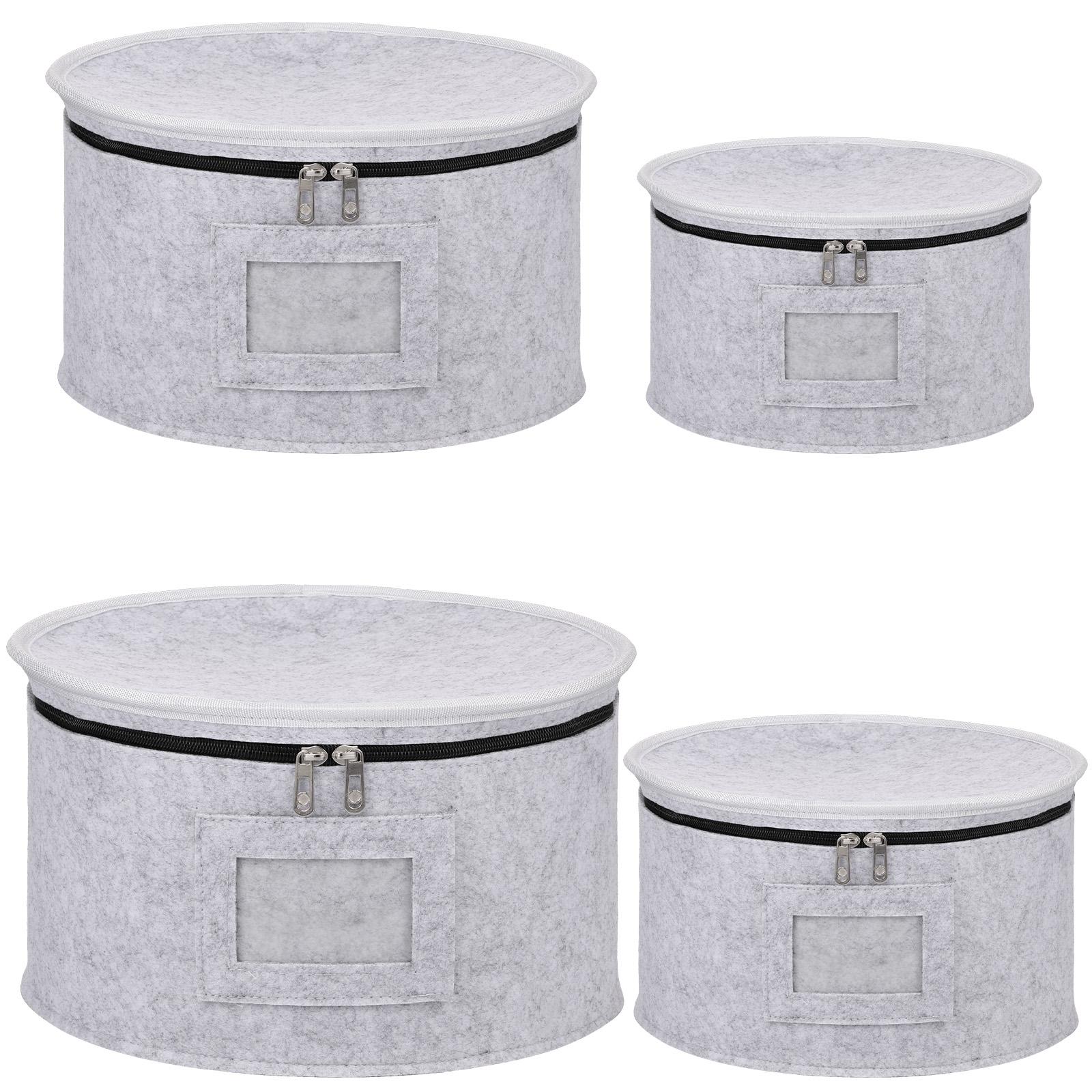 

4Pcs Felt Storage Bag Glass Cup Rack Cooking Plate Soup Spoon Case Dish Fabric Holder with Non Slip Double Zippers