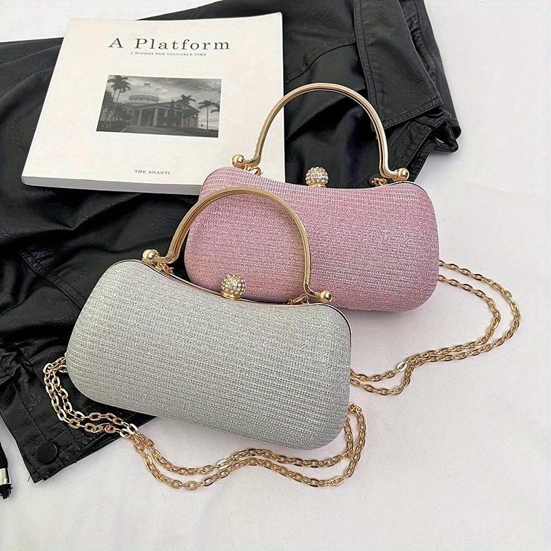 1pc Women's Luxury Crossbody Clutch Bag with Detachable Chain Strap & Zipper Closure - Elegant Evening Party Handbag for Weddings Fancy Purse