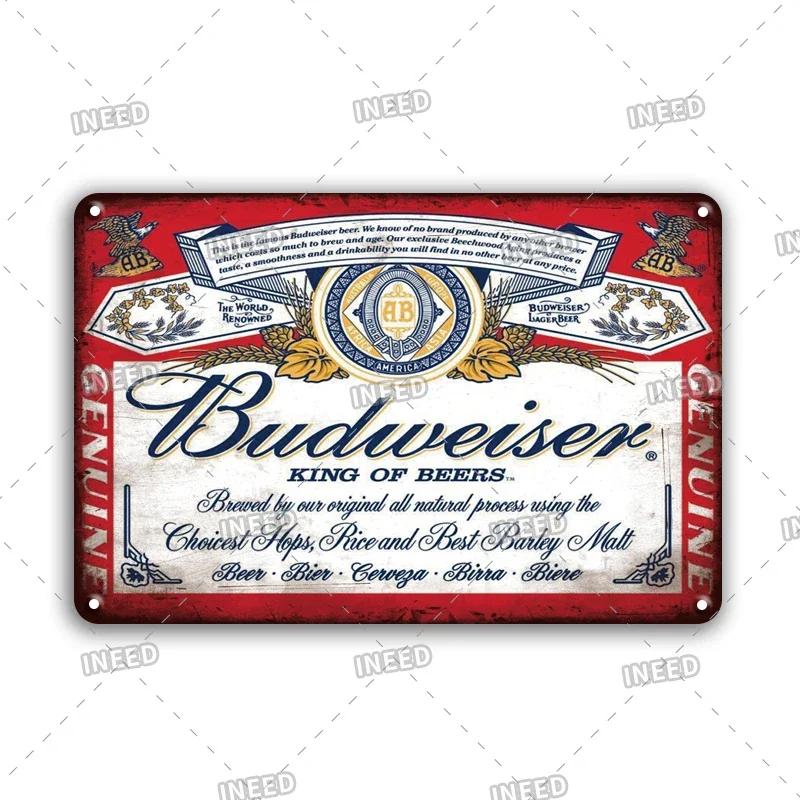 Original Budweiser Bier-Blechschild, lustige Metallplakate, Retro-Wandschild, Vintage-Schild für Bar-Club-Wanddekoration