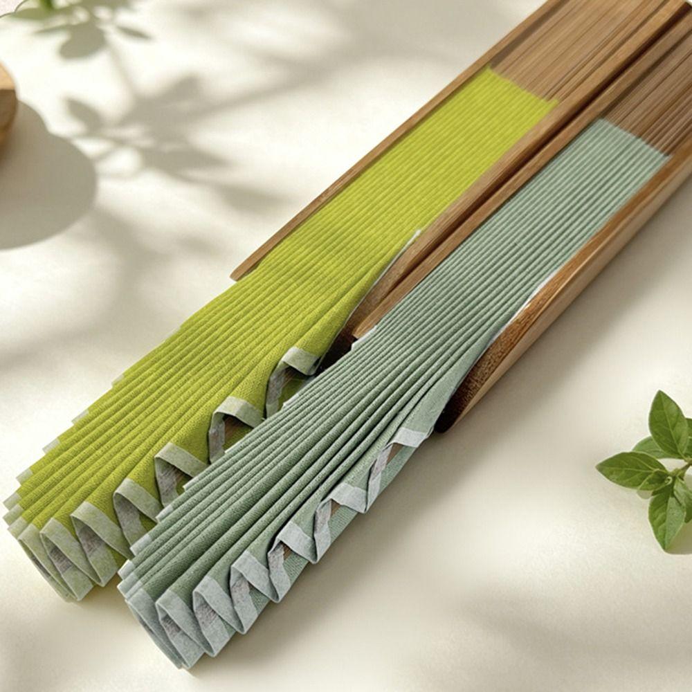 Solid Color Folding Hand Fan Cotton Linen Cloth Dance Fan Creative Retro Handheld  Fan  Gift Giving