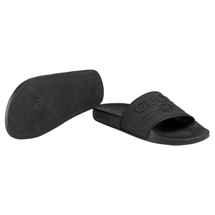 Gucci Wmns Logo Rubber Slide 'Black' Women's 525140 JCZ00 1031