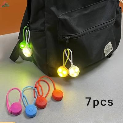 7pcs LED Backpack Safety Lights - Mixed Colors,Nighttime Running & Cycling Warning Lamps,Outdoor Camping Rope Equipment