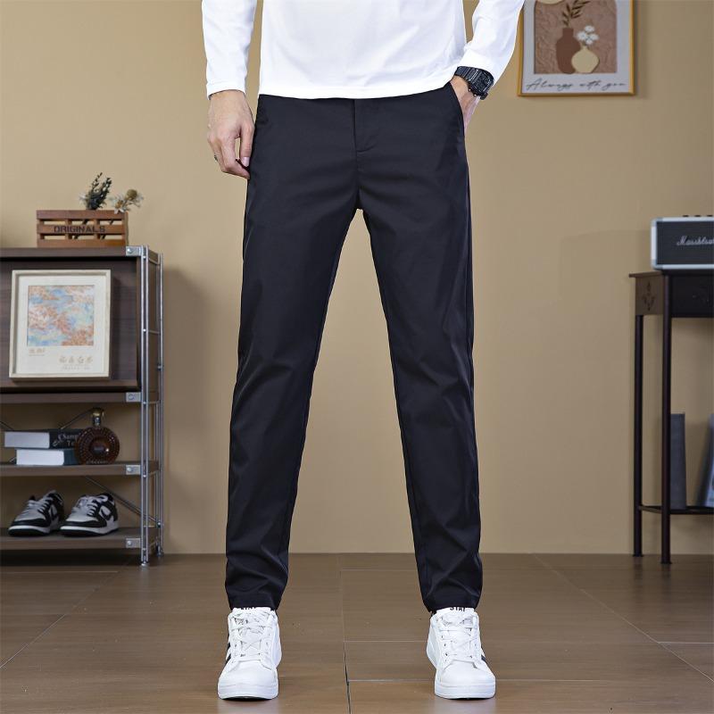 

Men s New Trousers Straight Business Gentleman Casual Pants Daily Versatile Men s Anti-wrinkle Drape Blue Pants Men 28