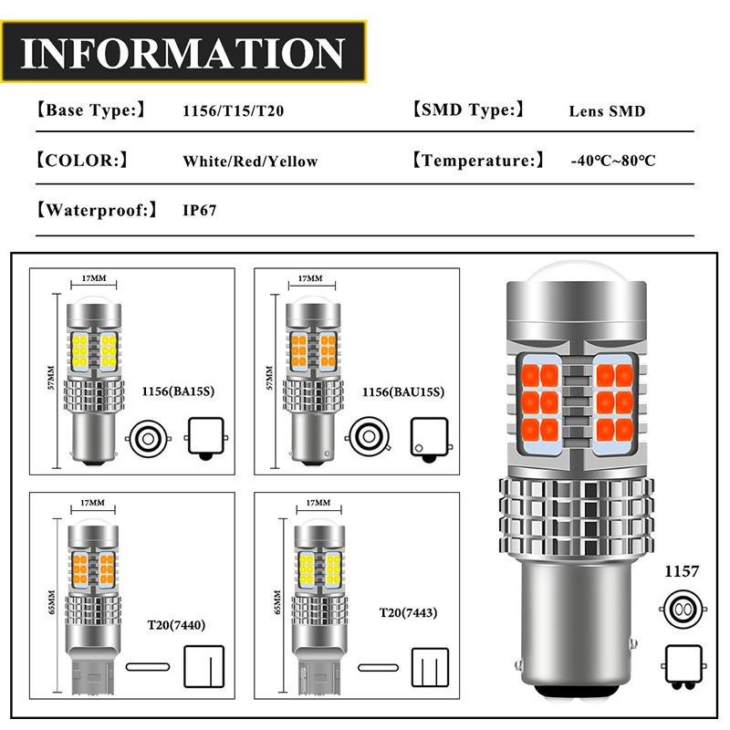 2PCS Canbus P21W Led 1156 BA15S LED BAU15S PY21W Bulb 50W No Hyper Flash Error Car Turn Signal Light Daytime Running Lamp 12V