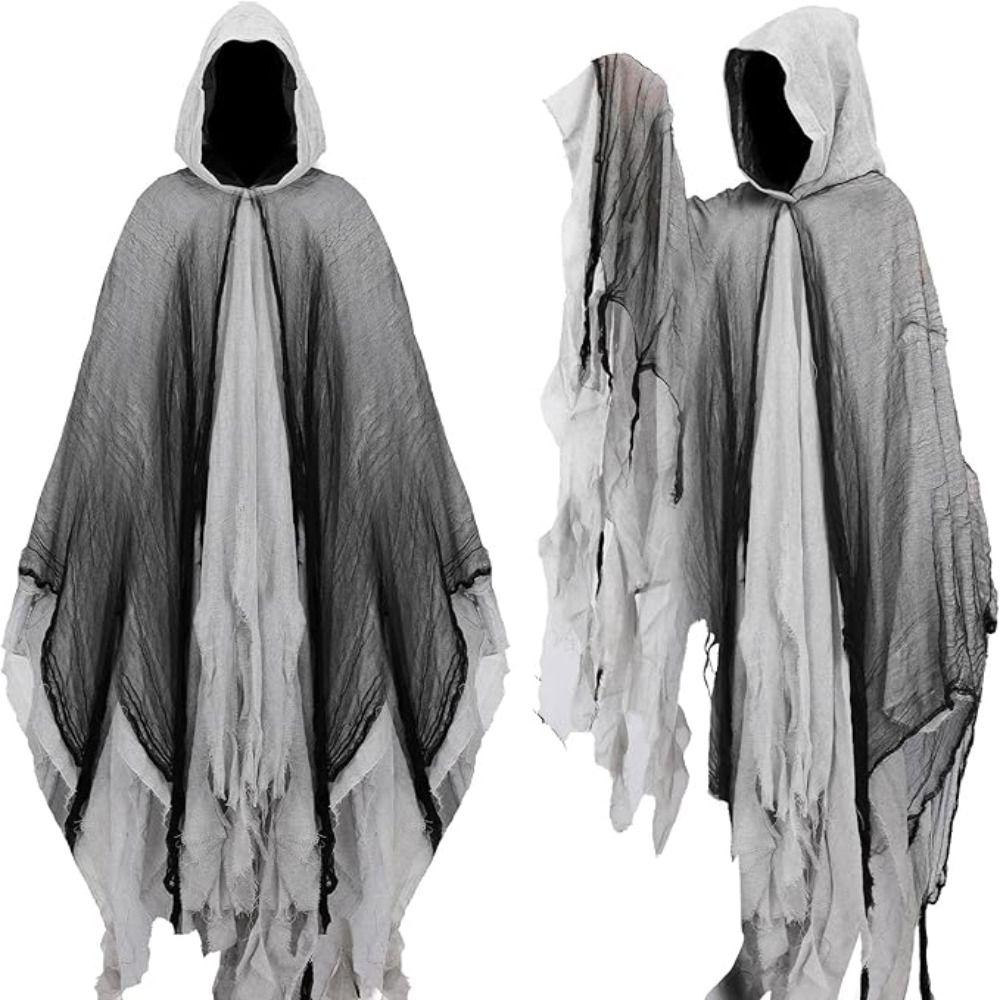 Creative Gift with Oversized Hood Halloween Hooded Cloak Vintage Black Color Overcoats Cosplay Costume