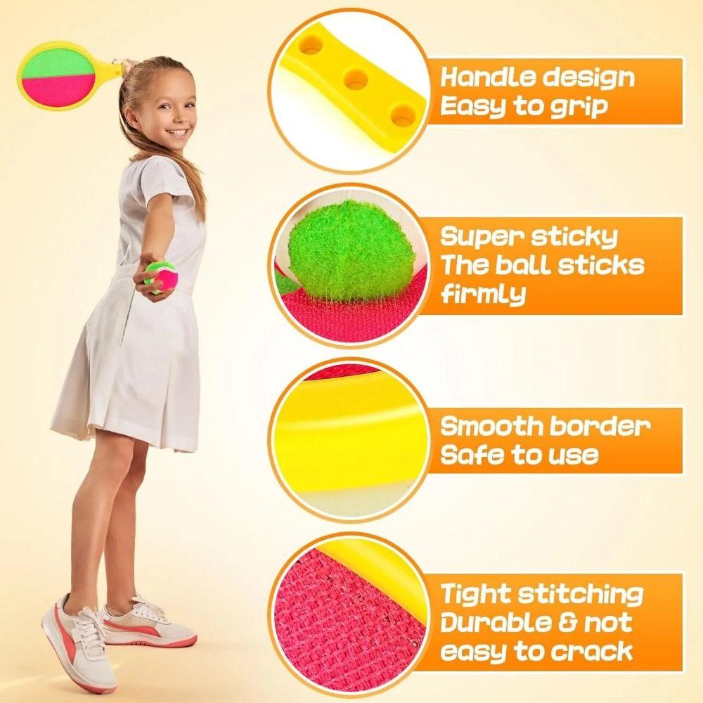 Tennis Style Toss and Catch Ball Set Disc Paddle Throwing Toy Ball  Yard Activities