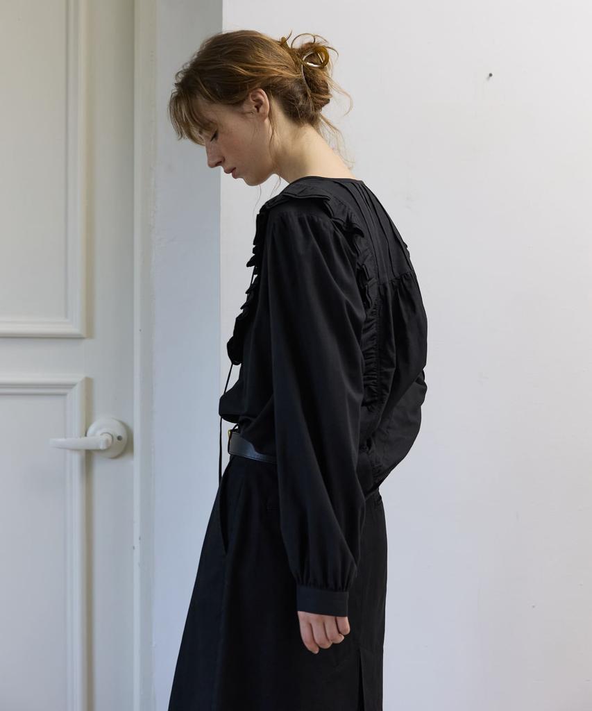 OPENDOORSTUDIO Vintage Ruffle Blouse Black