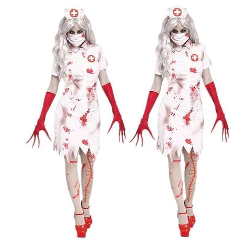 Halloween Party Costumes Stage Costumes Uniform Seduction White Bloody Scary Female Nurse