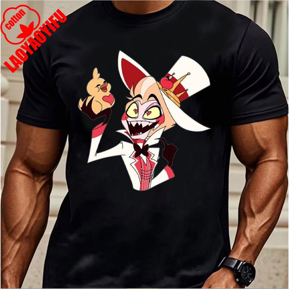 Hazbin Hotel Lucifer 2025 T-Shirt Comfortable Personality High Quality Cotton Tops Two-dimensional Nostalgia Retro Unique