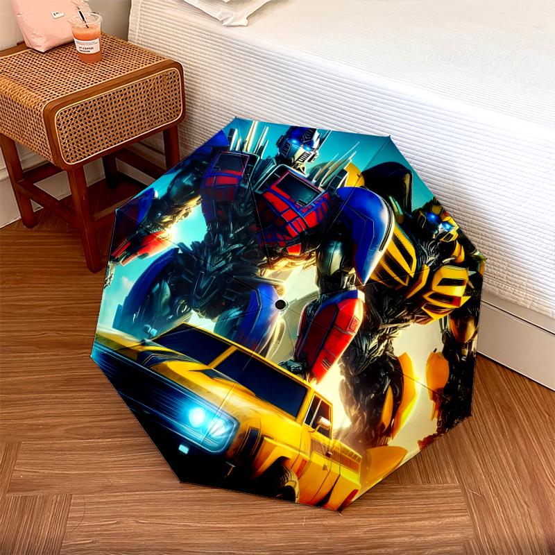 1 PC Automatic Folding Umbrella - Transformers Pattern, Portable & Foldable Design with 8 Ribs, Christmas Birthday Gifts