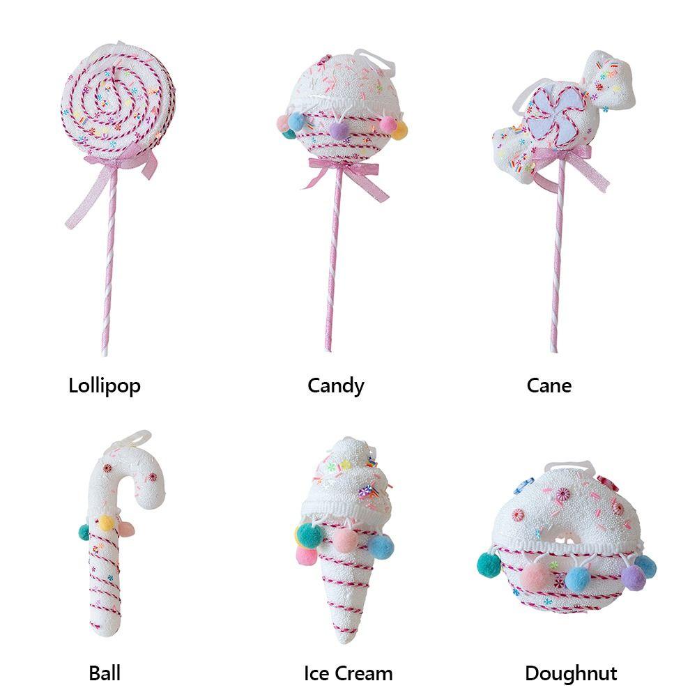 Multicolor Christmas Lollipop Decorations Pink Candy Cane Ice Cream Doughnut Christmas Tree Embellishment Foam Scene Making
