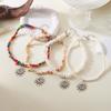 Bohemian Rainbow Beaded Choker Necklace for Women Vintage Silver Color Sun Pendant Necklaces Summer Beach Vacation Jewelry Gift
