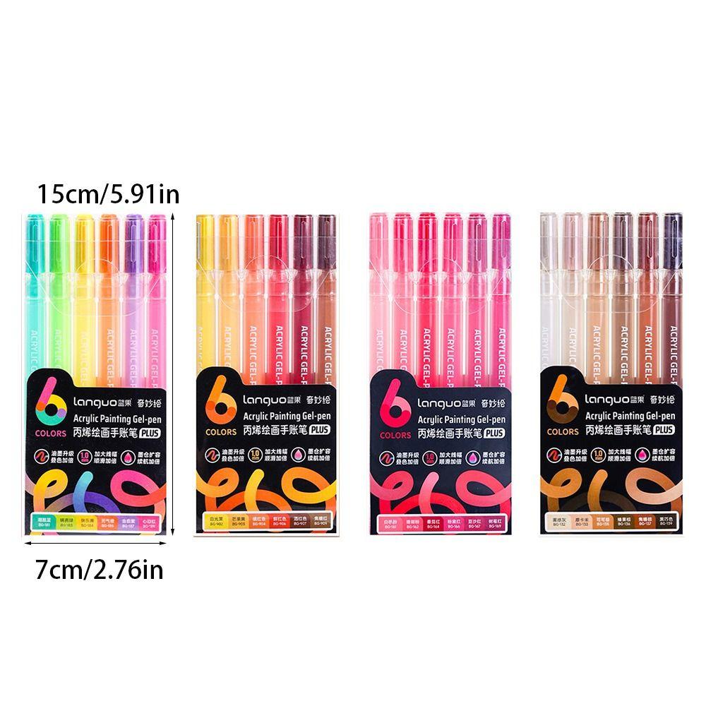 6Colors/Set DIY Album Card Acrylic Painting Brush 1.0mm Tip Color Graffiti Pen Marker Pen