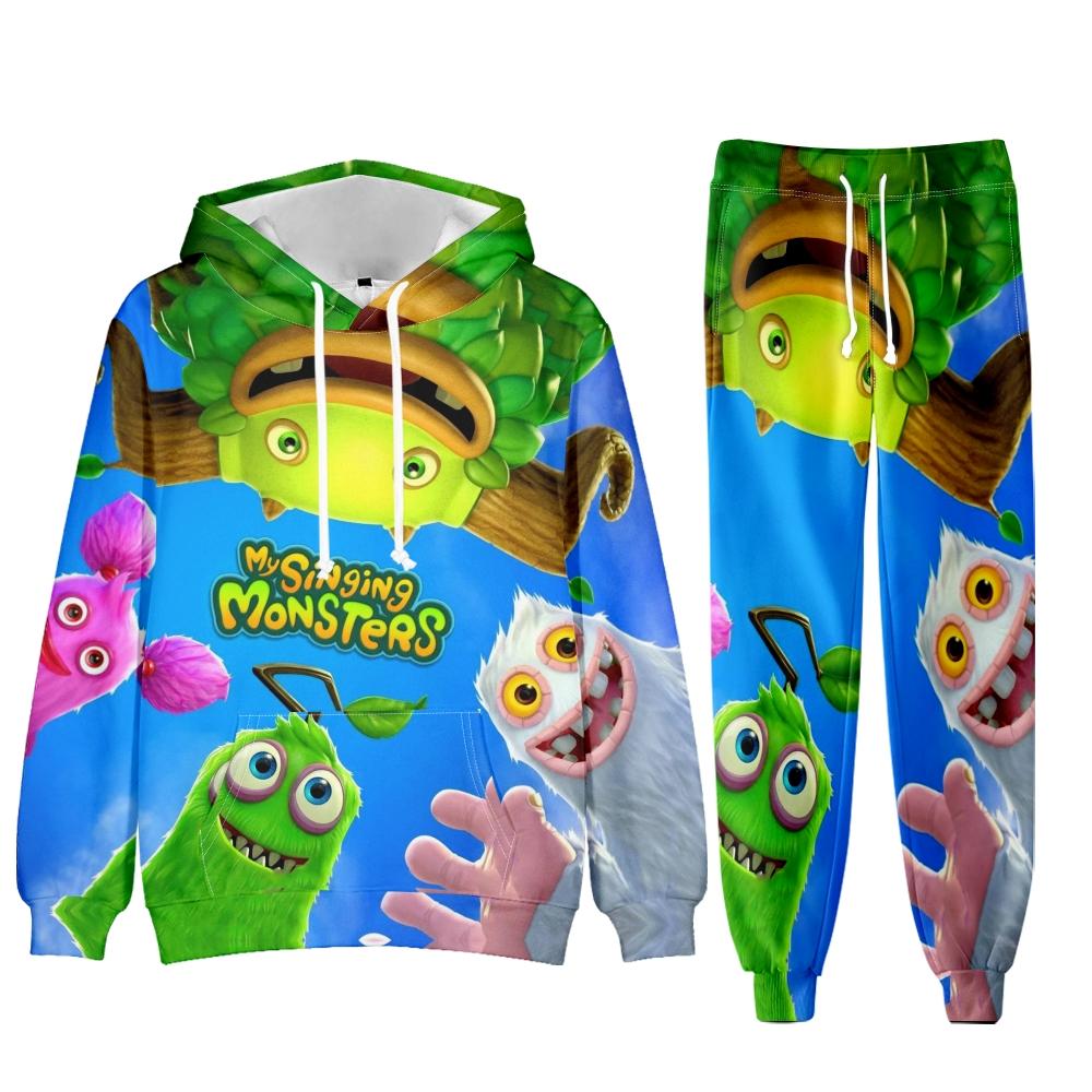 

Уличная одежда с принтом My Singing Monsters, комплект из 2 предметов, мужской хип-хоп, аниме, принт, толстовка с капюшоном большого размера, спортивные штаны, комплект повседневных брюк, спортивная одежда