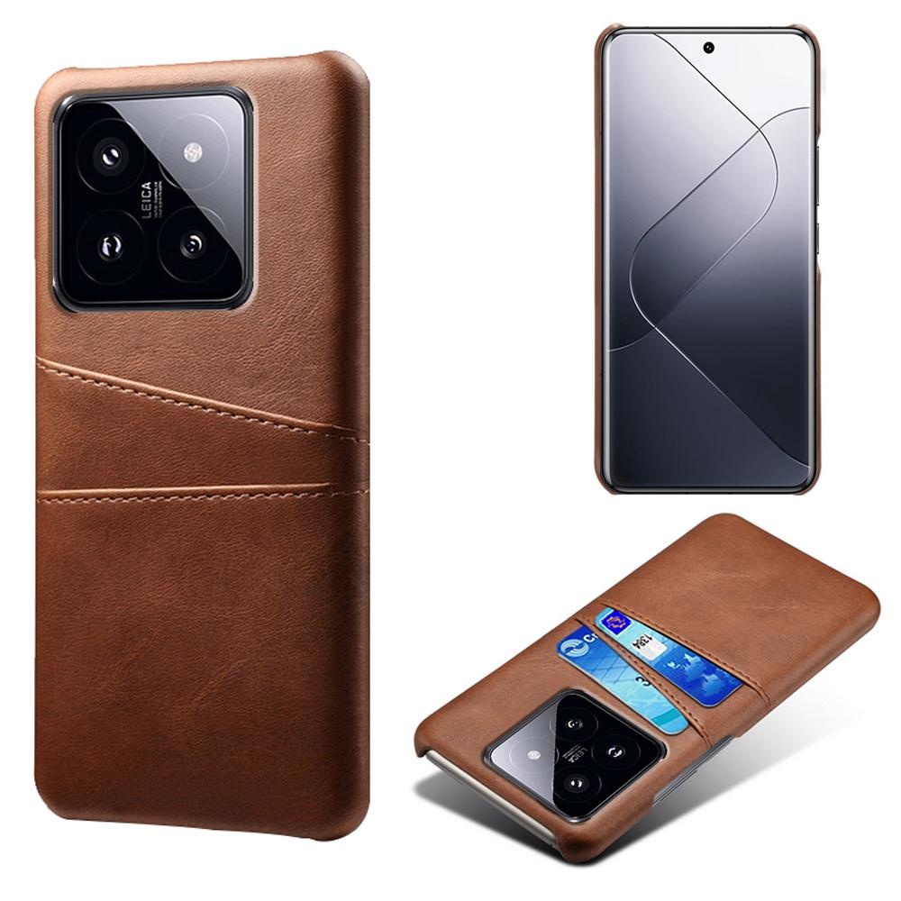 For Xiaomi 14 Case Dual Card Slots PU Leather Coated PC Protective Phone Cover