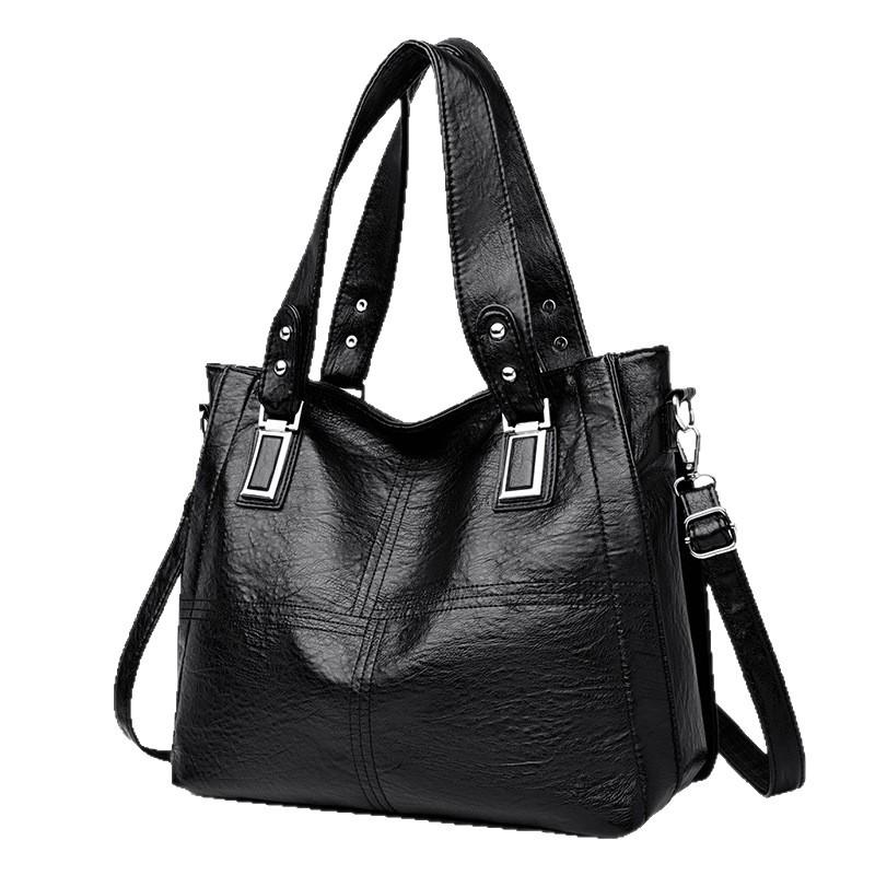 Vintage Leather Shoulder Crossbody Bag Tote Structured Leather Tote Bag with Adjustable Strap Women's Shoulder Bag for Daily Use