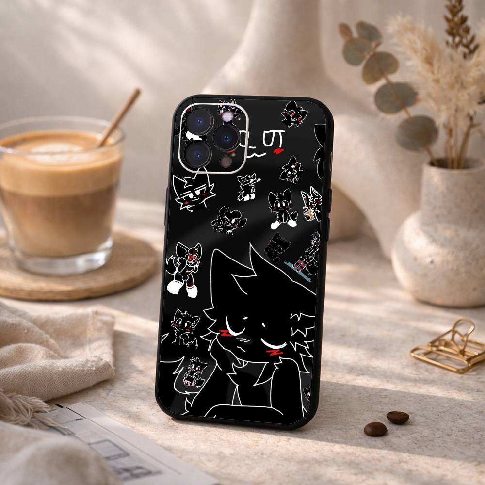 Cute B-Boykisser Phone Case For iPhone17,16,15,14,13,12Plus,Pro Max,XS,5G Soft Silicone Black Cover iPhoneXSMAX