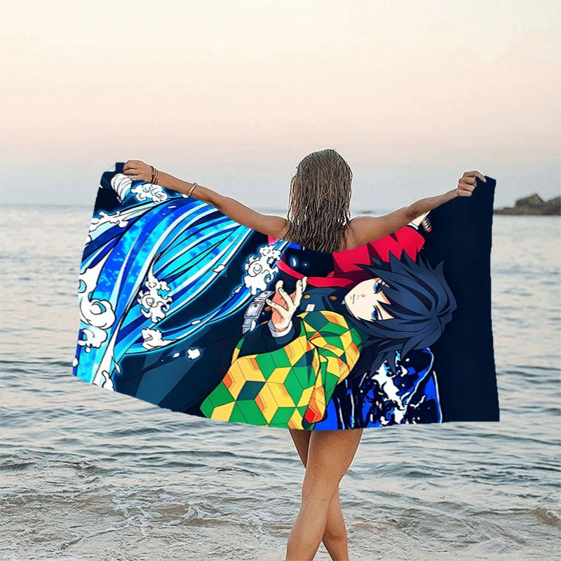 1pc Tomioka Giyuu1 Beach Towel, Beach and Seaside Swimming Pool Equipment, Fashion Pattern, Rectangular, Travel Essentials