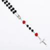 6MM Catholic Glass Beads Rosary Necklace For Women Red Rose Long Chain Crucifix Cross INRI Pendant Men Religious Prayer Jewelry