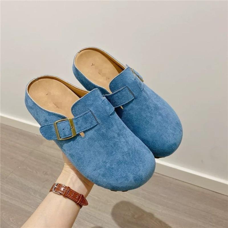 Soft-soled women's thick-soled slippers are worn outside the autumn new lazy people with one foot pedal of Boken bag head and half slippers.