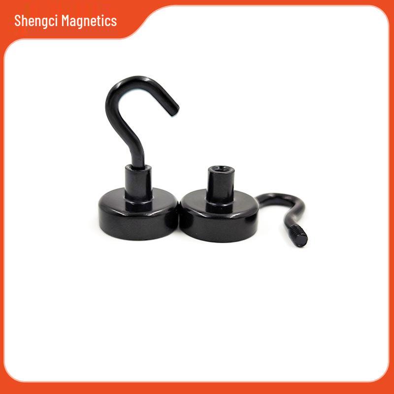 Black Strong Magnetic Hooks for Refrigerator and Door - No Drill Required