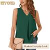 Women's Fashion Casual Solid Color Print Sleeveless V Neck Blouses & Shirts