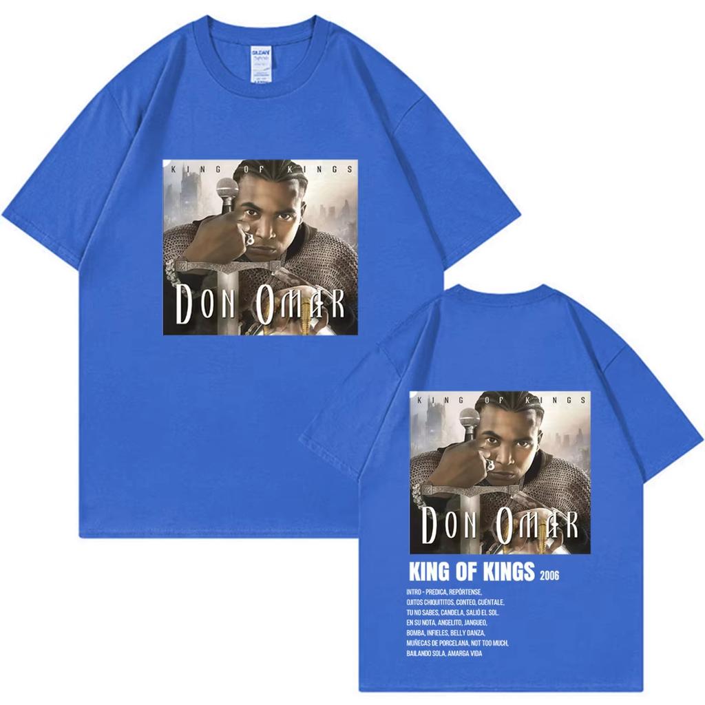 2026 Summer Fashion Trendy Tee Rapper Don Omar King Hip Hop Graphics T-shirts Men Women Double Sided Print Y2K Short-sleeved Tee