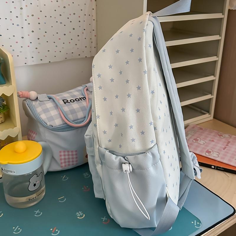 Women Star Print Nylon Backpack Cute School Bag Travel Daypack for Girls