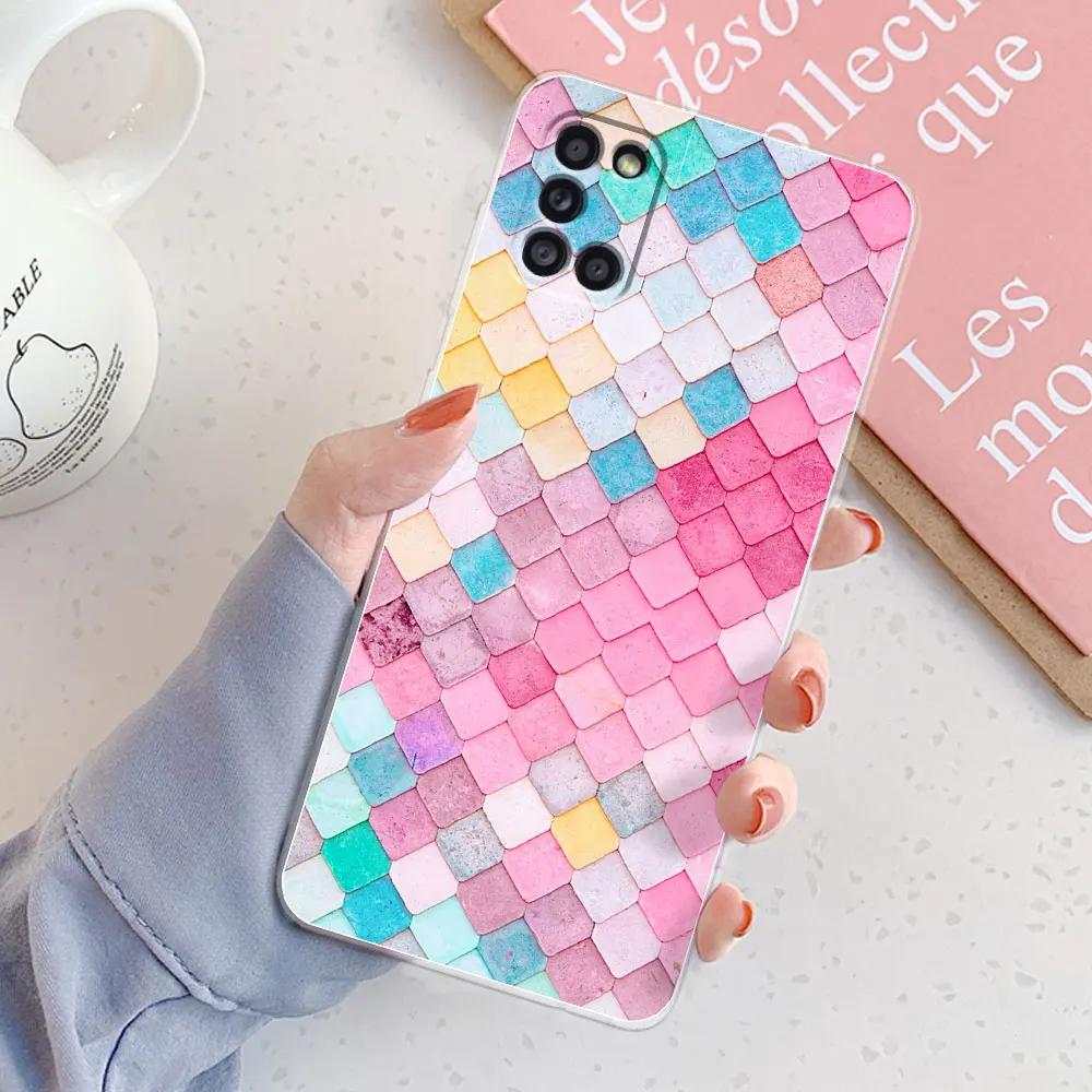 Per Samsung A31 Custodia Cover Ragazze Trasparente Morbido Silicone Custodie per Telefono Per Samsung Galaxy A31 Custodia A 31 A3 1 Custodie A31 Cover