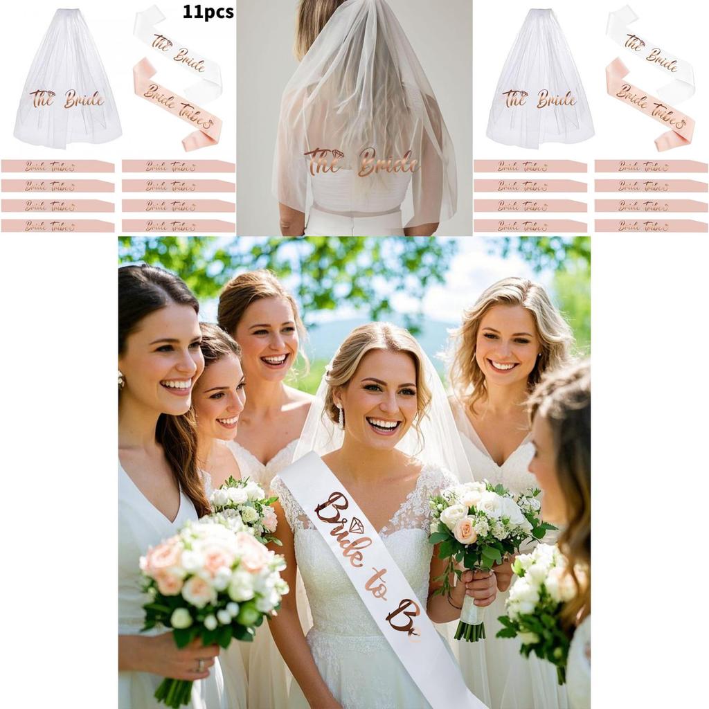 Brautjungfern-Hochzeitsschleier und Schärpen-Set mit semi-handgefertigter Handwerkskunst für Party-Feiern
