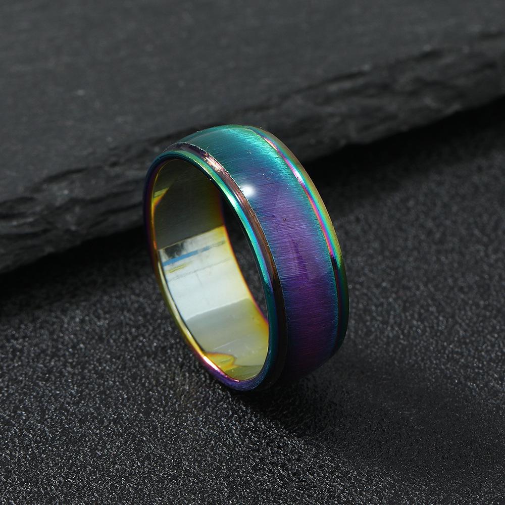 Men's Stainless Steel Sand Cat's Eye Titanium Ring - Creative Color Plated Design