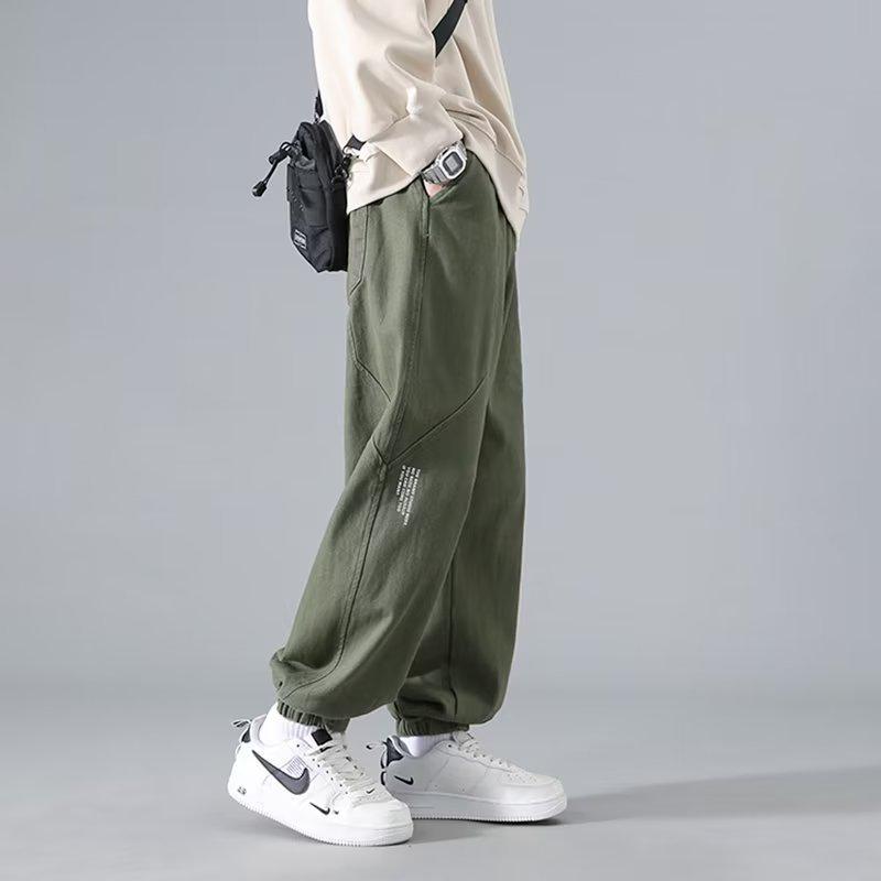 Men's Trendy Cargo Pants, Pure Cotton, Elastic Ankle, Plus Size - Spring & Autumn Style