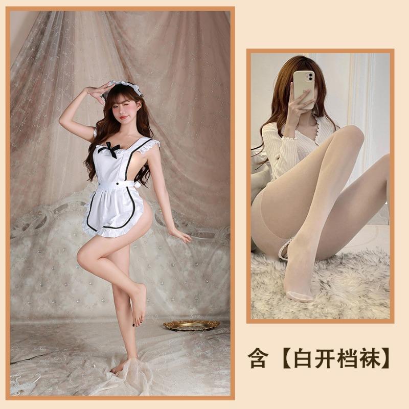 Sexy Lingerie Sexy Hollow Uniform Seduction Well-behaved Cute Maid Maid Suit Backless Cross Suit