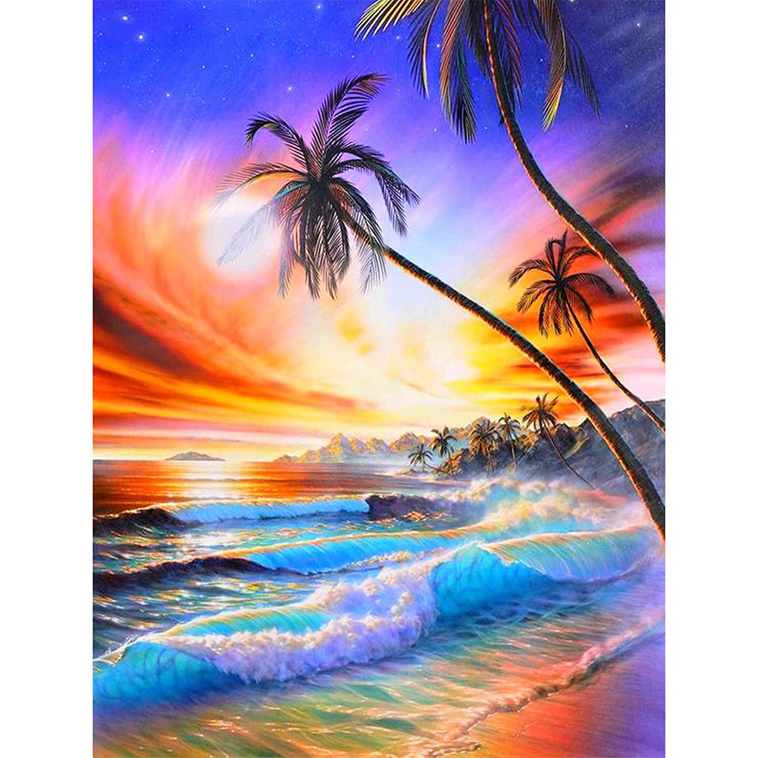 

5D Sandy BeachDIY Diamond Painting Mosaic Full Drill Quare/Round Diamond Embroidery Gift or Decorationbed
