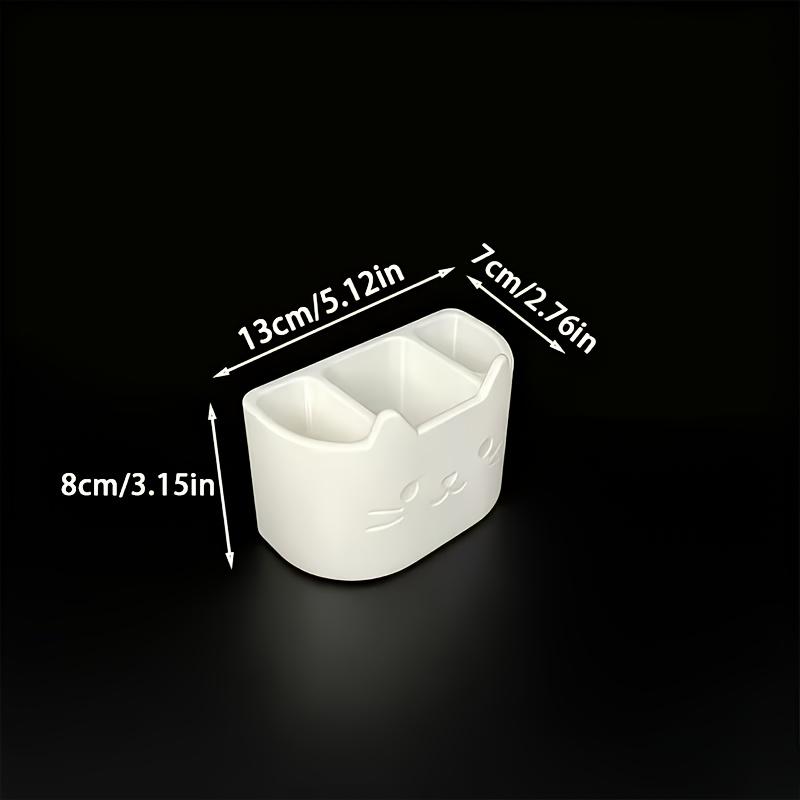 1pc Cat-Themed Three-Hole Self-Draining Toothbrush Holder, Desktop Storage Organizer For Cosmetics, Facial Cleanser