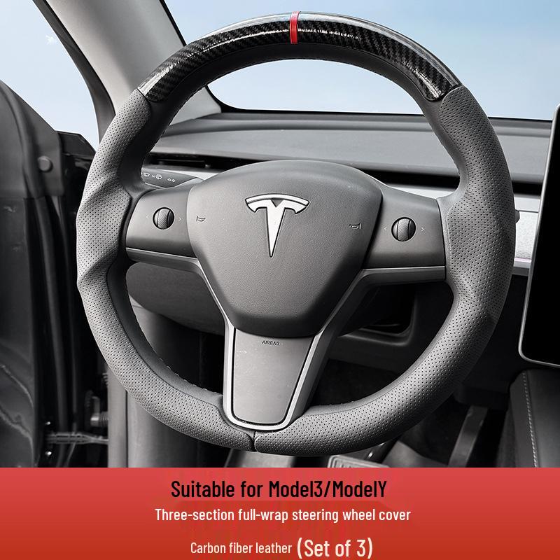 Three-Section All-Season Steering Wheel Cover for Tesla Model Y/3