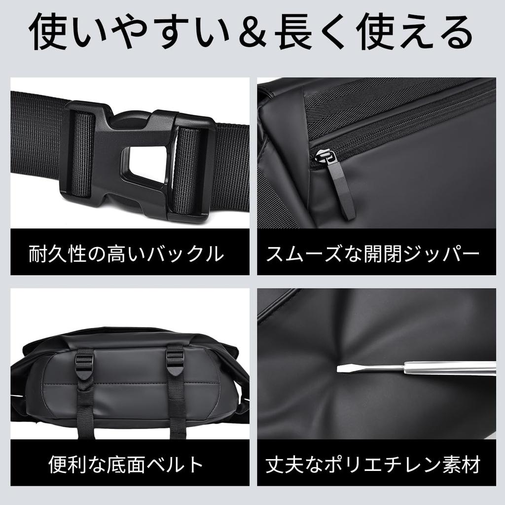 YOIIYO Shoulder Stylish and Waist Crossbody Large Perfect for and Outdoor Black Men's Bag/Body Bag Practical, Waterproof, Adjustable, 3-Way, Pouch,