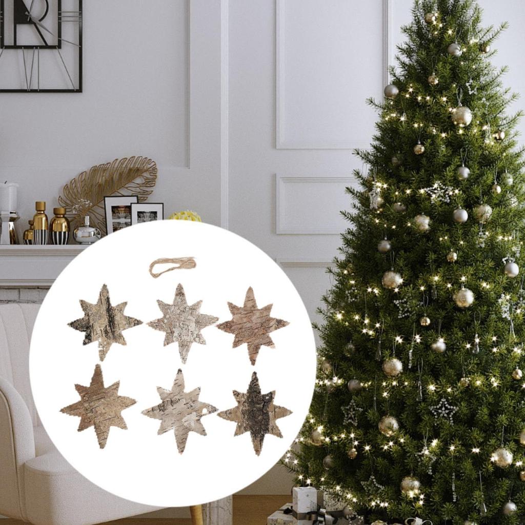 6 Pack Wooden Christmas Hanging Ornaments for Window Living Room Bedroom Farmhouse Decor