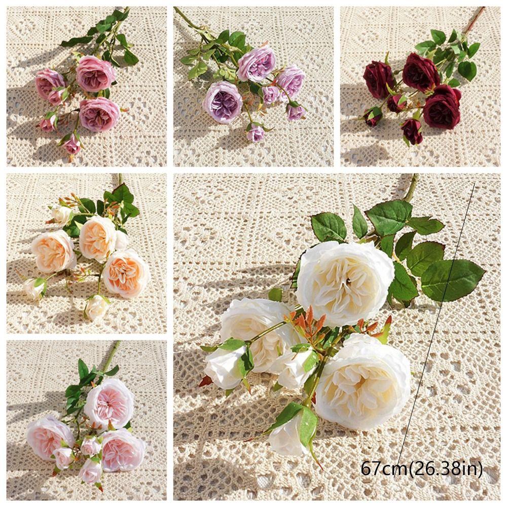 Realistic Silk Roses Flowers Plastic Simulated Rose Artificial Roses Bouquet  Home Garden Decor