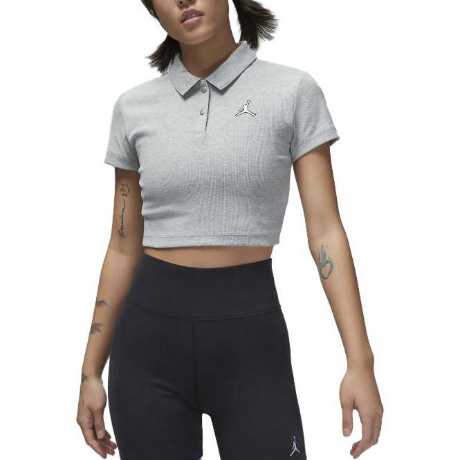 Jordan Crop Tops Women's Light Gray Lapel Moderate DZ3333-063
