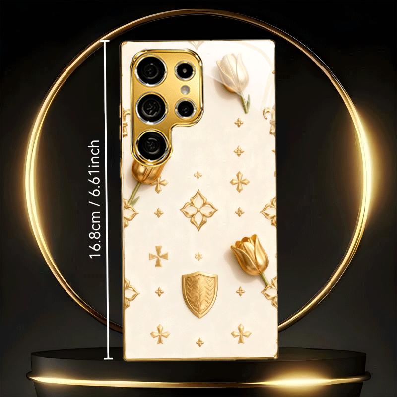Elegant Luxury Floral phone case s26 ultra case glass mobile phones for Samsung Galaxy S26 S25 S24 S23 S22 FE Ultra Plus