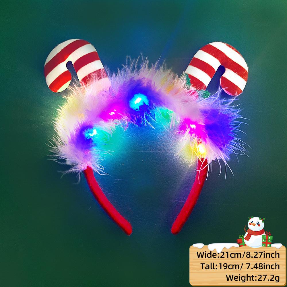 Unique And Colorful Christmas Antler Headband With Soft Plush And Lights For Creative Outfits Party